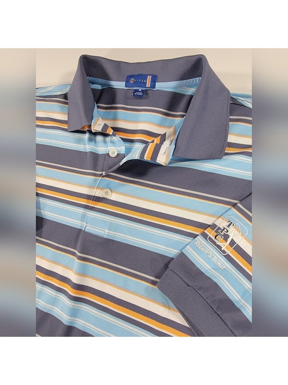 Stitch Golf Performance Stretch Pique Polo Shirt Mens Medium TPC Rivers Bend